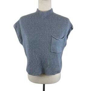 FP Beach Free People Mock Neck Sleeveless Sweater Tank Ribbed Knit Top Sz Small